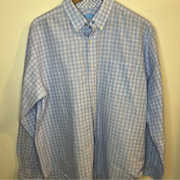 J. McLaughlin Other - J. McLaughlin Men's Dress Shirt Large Plaid Workwear Button-Up Linen Blend